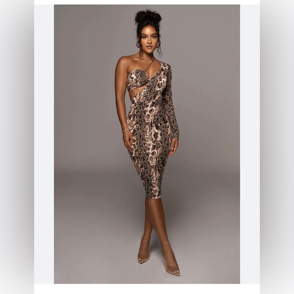 JLUXLABEL Cobra Rule Breaker Dress Size Large Black Tan Brown